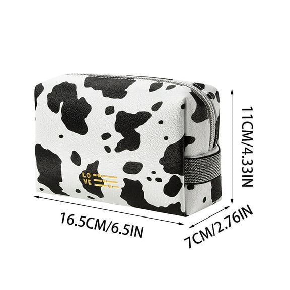 OAVQHLG3B Makeup Bag Ins Wind Cow Pattern Portable Makeup Bag Travel Out Milk Pattern Cosmetics Storage Bag