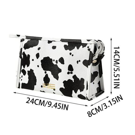 OAVQHLG3B Makeup Bag Ins Wind Cow Pattern Portable Makeup Bag Travel Out Milk Pattern Cosmetics Storage Bag