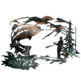 thumbnail image 1 of OAVQHLG3B Metal Wall Art Decor Collections, Strange Elk Deer Hunting & Trout Fishing Scene Artist's Home Decoration Sculpture for Living Room Bedroom Bathroom Decoration, 1 of 9