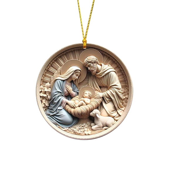 OAVQHLG3B Nativity Ornaments for Christmas Tree, Jesus Christmas Ornaments, Acrylic Ornament Nativity Scene, Holy Family Christian, Decorations Religious Gifts