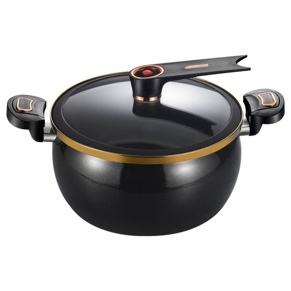OAVQHLG3B Nonstick Ceramic Coated Sauce Pan with Lid Crock Pot with Twist & Lock Handles, Micro Pressure Cooker Versatile Cookware for Stovetops, Easy to Clean