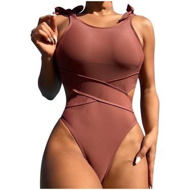 OAVQHLG3B One Piece Bathing Suit for Women One Piece Swimsuits Women's Bikini Swimsuit Swimsuit Women's Backless Wimsuit Color Matching Solid