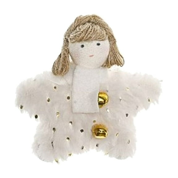 OAVQHLG3B Personalized Christmas Ornaments Mini Christmas Ornaments Christmas Creative White Plush Five Pointed Star Bell Doll Doll Decoration Arrangement Christmas Tree Small Pendant