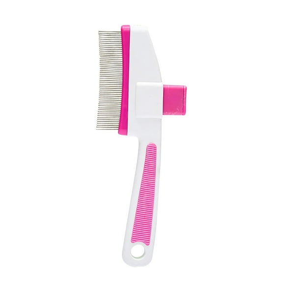 OAVQHLG3B Pet Comb for Dogs & Cats with Long & Short Stainless Steel Metal Teeth for Shedding and Tangles, Self-Cleaning Pet Comb for Dogs and Cats