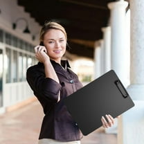 OAVQHLG3B Plastic Clipboard with Pen Holder, 8.8 x 12 Plastic Clip Boards with Low Profile Clip, Letter Size for Teacher, Office Supply