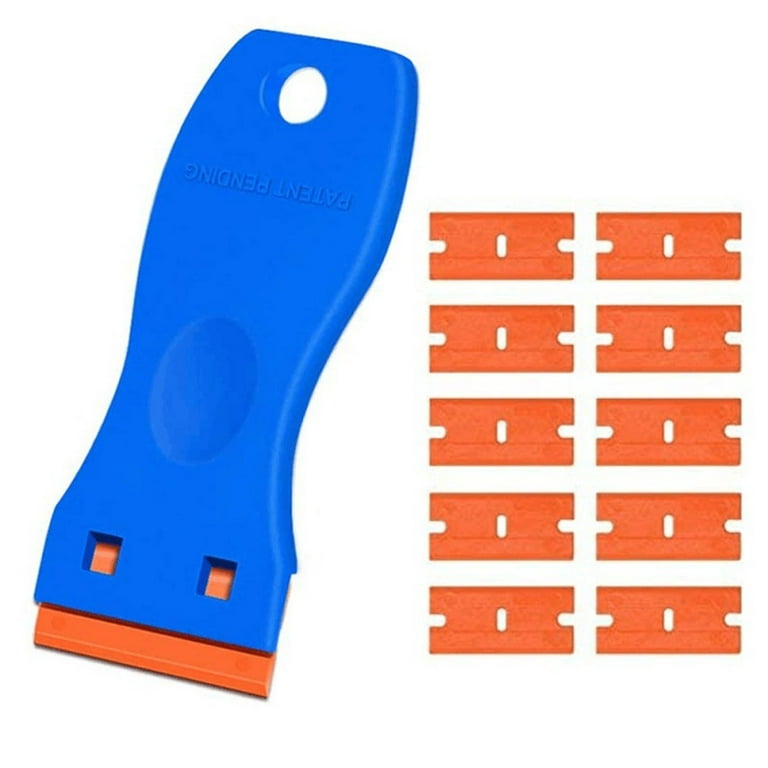 OAVQHLG3B Plastic Razor Blade Scraper,Scraper Tool with 10PCS Plastic  Blades,Cleaning Scraper Remover for