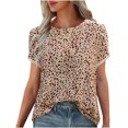 thumbnail image 1 of OAVQHLG3B Plus Size Tops for Women Summer Casual Short Sleeve Print Round Neck T-Shirt Loose Casual Summer Tee Tops, 1 of 8