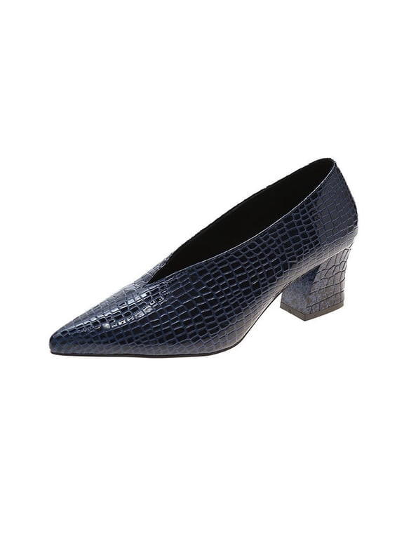 Pointed Toe Pump Shoes Mid-heel Single Shoes Retro Shoes Work Chunky Heels Four Seasons Shoes