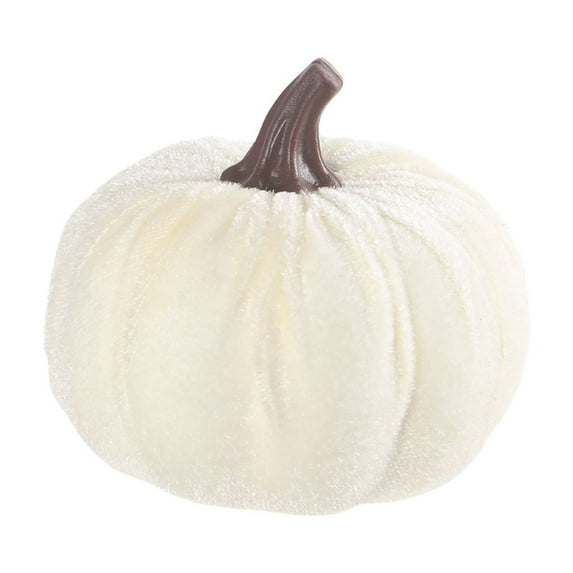 OAVQHLG3B Pumpkin Decor Halloween Artificial Pumpkins Fake Artificial Velvet Small Pumpkins for Fall Harvest, Thanksgiving, Christmas Party Decoration White