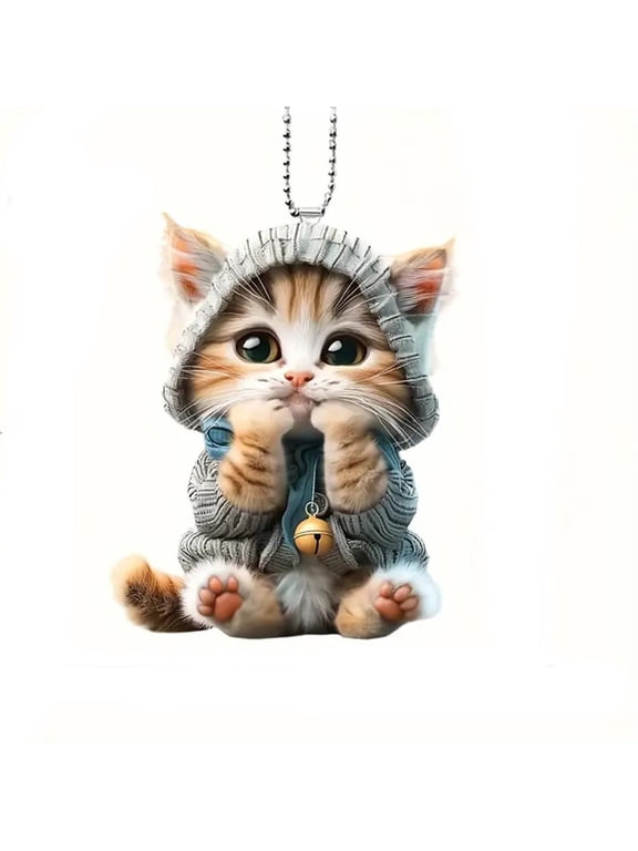 Clearance! Rear View Car Mirror Hanging Accessories, Cute Cat Plush Car Rearview Mirror Christmas Ornament Cute Cat Charm Keychains Pendant Ornament Keyring Backpack Decoration for Women Girls