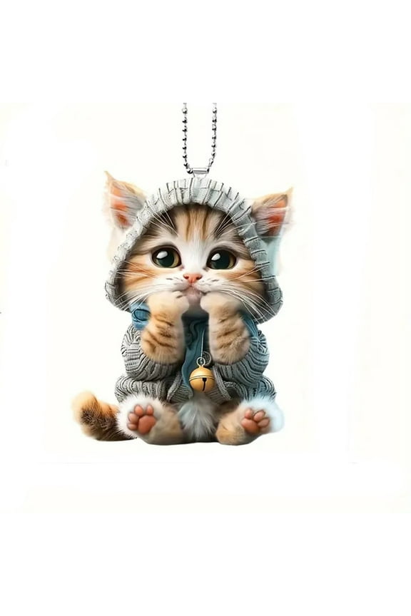 Clearance! Rear View Car Mirror Hanging Accessories, Cute Cat Plush Car Rearview Mirror Christmas Ornament Cute Cat Charm Keychains Pendant Ornament Keyring Backpack Decoration for Women Girls