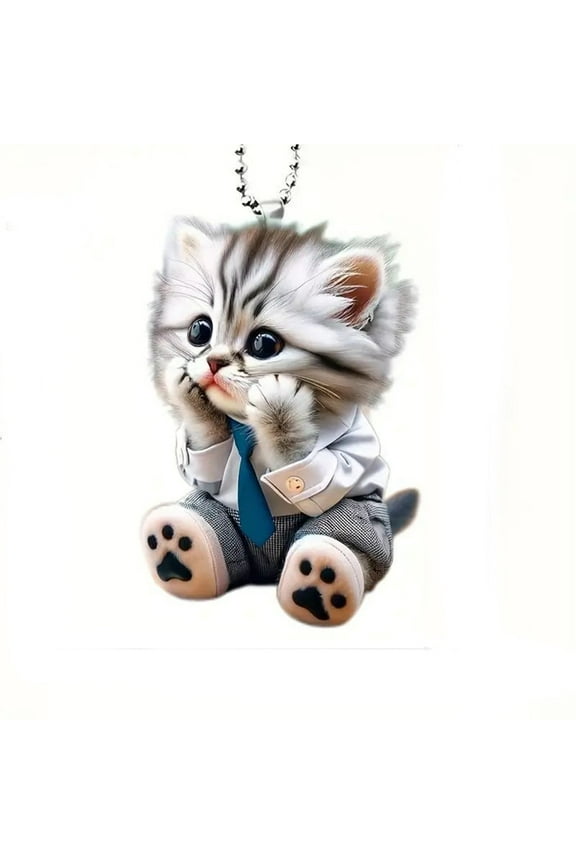 Clearance! Rear View Car Mirror Hanging Accessories, Cute Cat Plush Car Rearview Mirror Christmas Ornament Cute Cat Charm Keychains Pendant Ornament Keyring Backpack Decoration for Women Girls