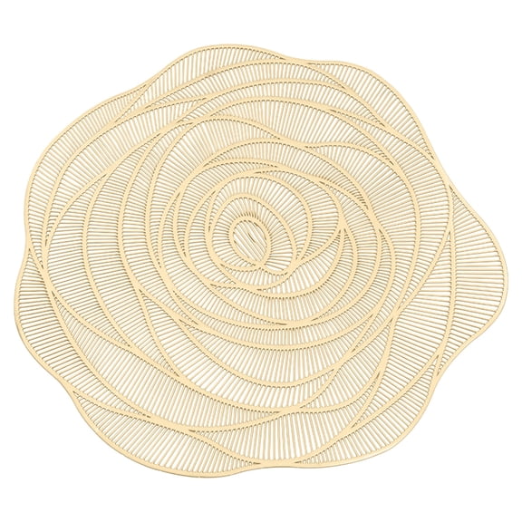 OAVQHLG3B Round Rose Gold Placemats, Rose Flower Shaped Place Mats Pressed Vinyl Elegant Tablemats Kitchen Table Setting Decorative Fall Placemat for Wedding Holiday Dining Table