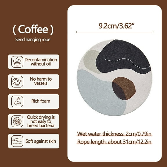 OAVQHLG3B Round Wash Sponge Wood Pulp Cotton Dishwashing Wipe Cleaning Sponge Wipe Double-sided Household Rag Brush Bowl Scouring Pad Kitchen Artifact