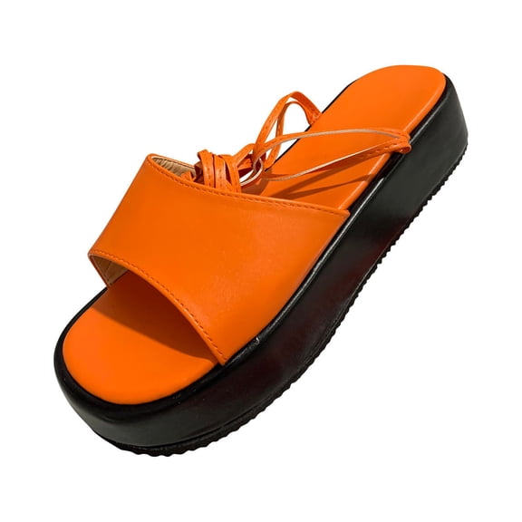 OAVQHLG3B Sandals for Women 2021 Summer New Thick-soled Cross Ankle Strap Large Size Beach Sandals