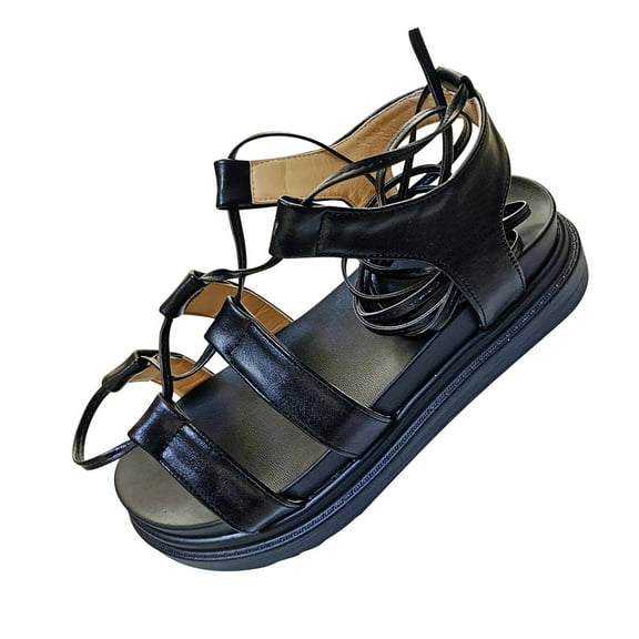 OAVQHLG3B Sandals for Women Summer New Style Thick-soled Cross Straps Comfortable Beach Women's Sandals
