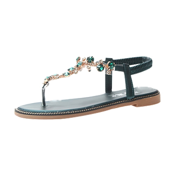 OAVQHLG3B Sandals for Women Under $10 New Roman Style Women's Shoes Low-heel Elastic Band Slip-on Sandals Flip-flops