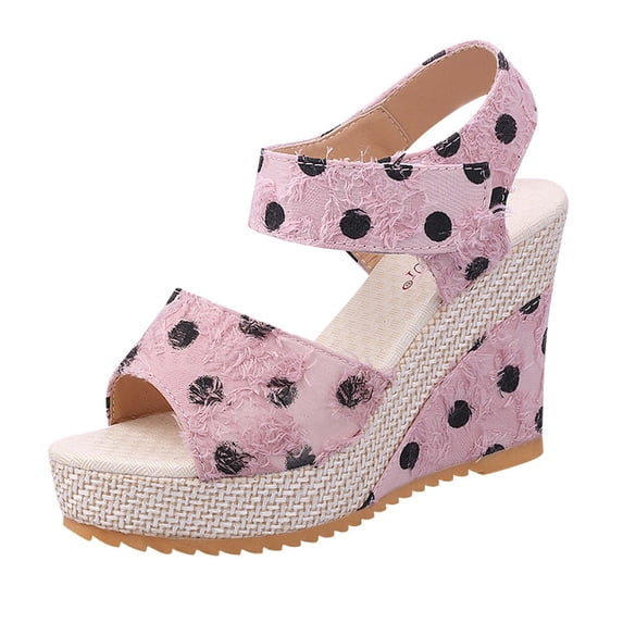 OAVQHLG3B Sandals for Women Clearance Under $10 Women's Fashion Platform Wedges Heel Sandals Shoes Thick Bottom Casual Sandals