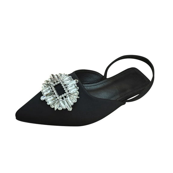 OAVQHLG3B Women's Shoes Sunflower Diamond Slip-on Slippers Flat Heel Casual Comfortable Pointed Toe Sandals