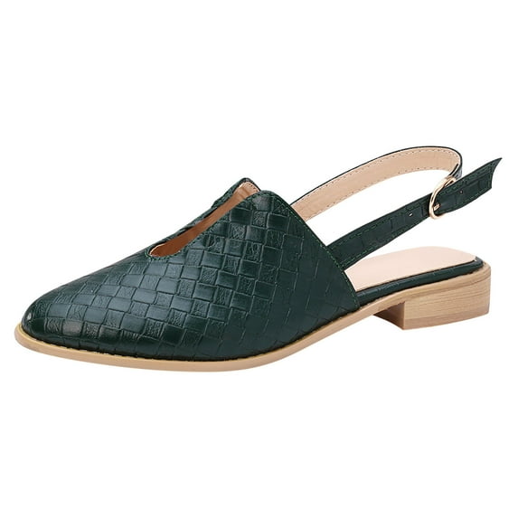 OAVQHLG3B Sandals for Women Women's Pointed Flat Shoes Weave Casual Shoes Solid Comfortable Sandals Shoes