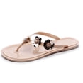 thumbnail image 1 of OAVQHLG3B Sandals for Women Women's Summer Jeweled Rhinestone T-Strap Flat Sandals Beach Flip Flop Shoes, 1 of 6