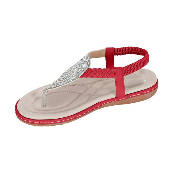 OAVQHLG3B Sandals for Women Fashion Casual Rhinestone Flip Flop Flat Ladies Sandals