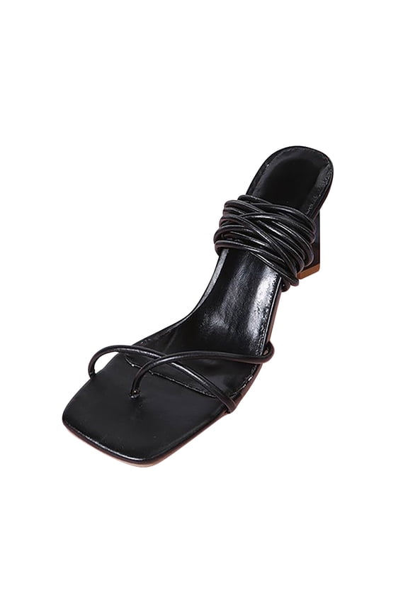 Sandals for Women Square Toe Fashion And Comfortable Large Size Chain One-word Fashion Fashion Sandals