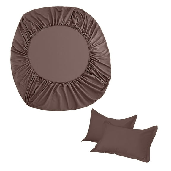 OAVQHLG3B Satin Fitted Sheet King Size with 2 Pillowcase, Silky Bottom Sheet with Elastic Corner Straps, No More Slipping Off for Mattress 75x54 inch