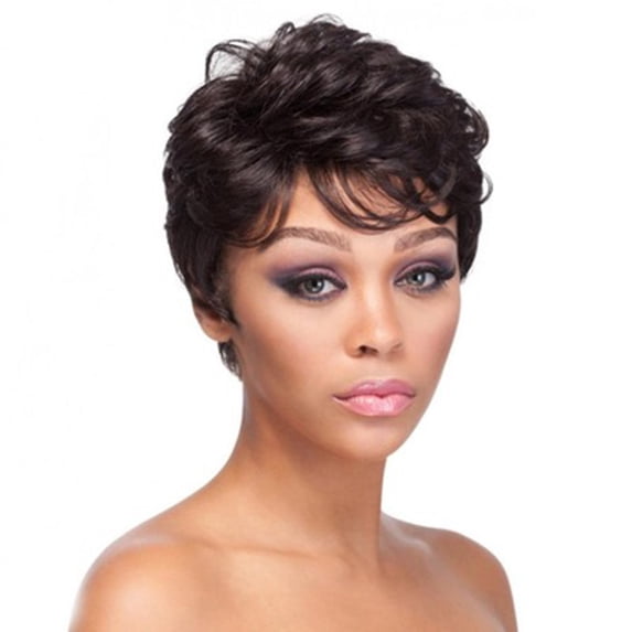 OAVQHLG3B Short Hair Wig Synthetic Curly Wig for Women Short Black Pixie Cut Wigs Heat Resistant Fiber Hair Wigs