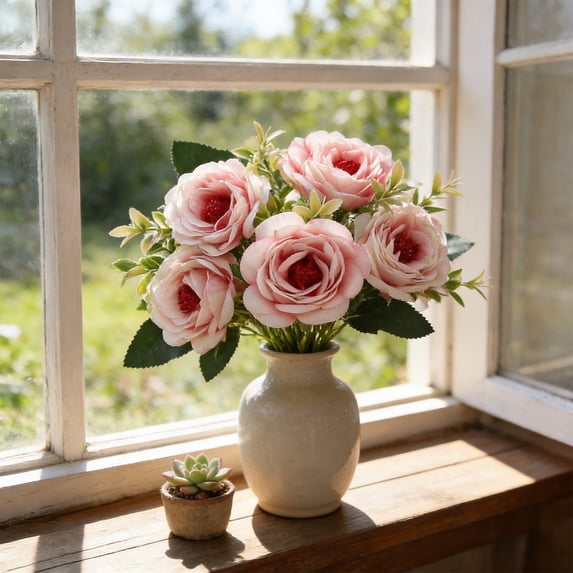 OAVQHLG3B Silk Rose Peony Artificial Flowers Beautiful Flowres Bouquet for Wedding Party Home Decoration Mariage Fake Flower,Pink
