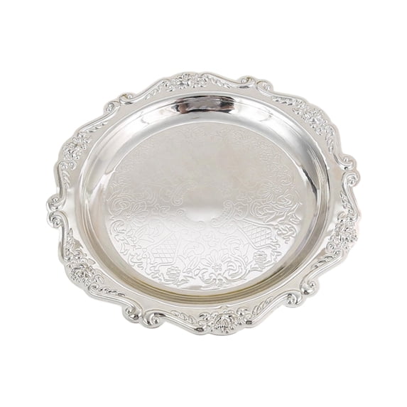 OAVQHLG3B Silvery Plate, Small Serving Tray Metal Wavy Round Dishe Candy and Nut Container for Birthday Weding Party Home Decor 7.8inch