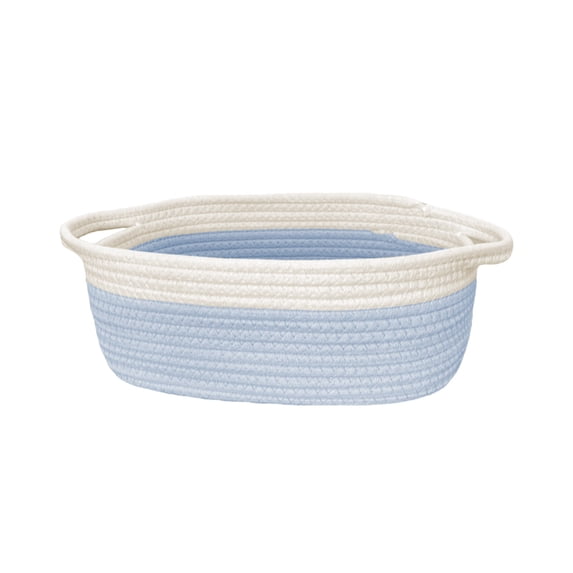 OAVQHLG3B Small Woven Baskets with Handles, Gift Bags and Ribbons, Durable Cotton Rope Storage Organizer for Basket, Dog Toy Basket Box, Gift Baskets Empty, Mother’s Day-11.8x7.8x5 Inch