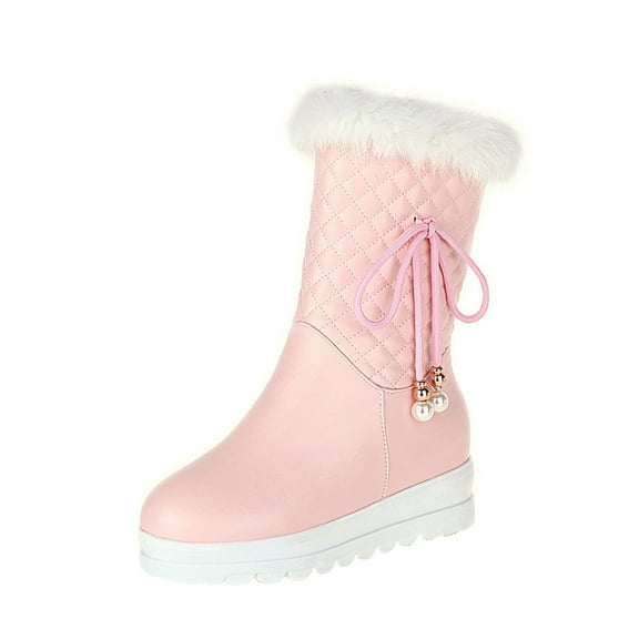 OAVQHLG3B Snow Boots for Women, Winter Warm Thick-soled Inner Height-increasing Cotton Boots Snow Boots