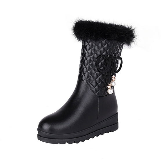 OAVQHLG3B Snow Boots for Women, Winter Warm Thick-soled Inner Height-increasing Cotton Boots Snow Boots