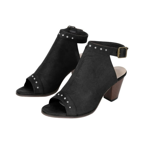 OAVQHLG3B Dress Sandals for Women Summer Ladies Women Buckle Shoes Fish Mouth Casual Medium Heel Sandals