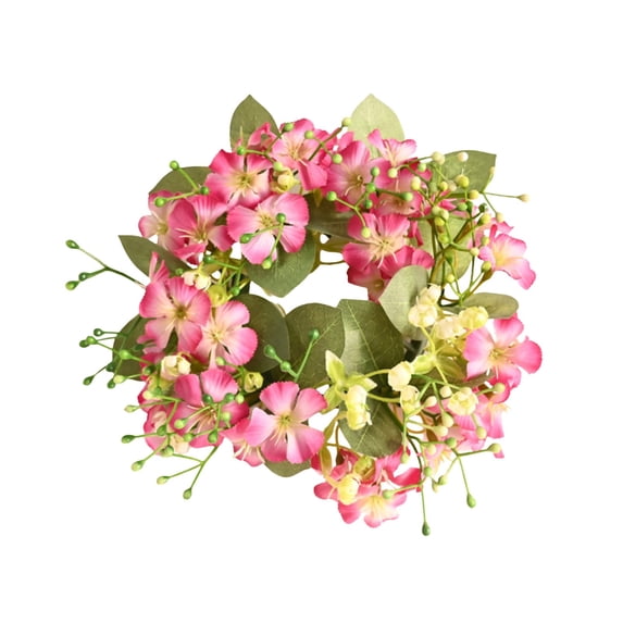 OAVQHLG3B Spring Summer Artificial Flowered Wreath Mini Floral Wedding Candle Rings Wreaths for Wedding Table Centerpiece Pillars Farmhouse Party Home Door Tabletop All Seasons Decor