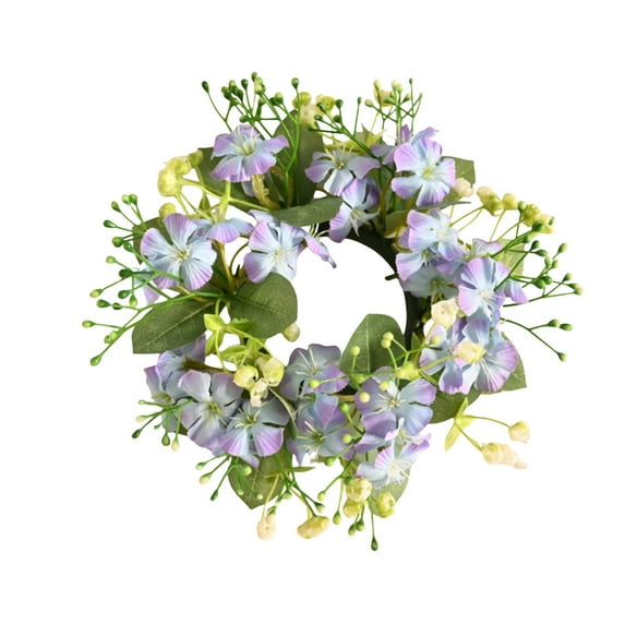 OAVQHLG3B Spring Summer Artificial Flowered Wreath Mini Floral Wedding Candle Rings Wreaths for Wedding Table Centerpiece Pillars Farmhouse Party Home Door Tabletop All Seasons Decor