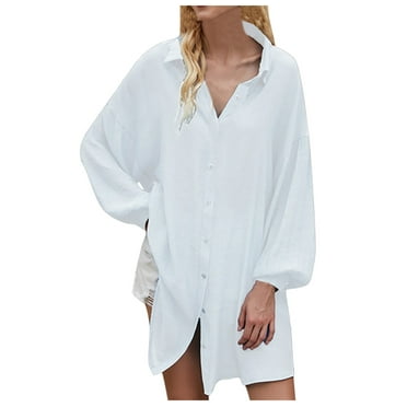 OAVQHLG3B Summer Savings Clearance Women's Plus Size Shirt V Neck Collar Solid Color Roll up Sleeve Button Down Blouses Tops