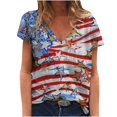 thumbnail image 1 of OAVQHLG3B Summer Tops for Women 4th of July Outfits for Women Patriotic ShirtsFashion Women Short Sleeve V-Neck Flag Printed Casual T-shirt Tops Blouse, 1 of 5