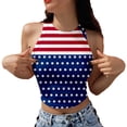 thumbnail image 1 of OAVQHLG3B Summer Tops for Women 4th of July Outfits for Women Patriotic ShirtsWomen Fashion Summer Top Cat Printing Round Neck Sleeveless Navel Short Vest, 1 of 5