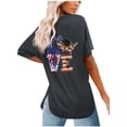 thumbnail image 1 of OAVQHLG3B Summer Tops for Women 4th of July Outfits for Women Patriotic ShirtsWomen's Casual Fashion Summer Round-Neck Slit T-Shirt Printed Loose Short Sleeve Tops Blouse, 1 of 4
