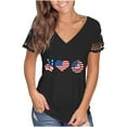 thumbnail image 1 of OAVQHLG3B Summer Tops for Women 4th of July Outfits for Women Patriotic ShirtsWomen's Summer V-neck Independence Day Printed Tops T-Shirts Casual Lace Short Sleeve Blouse, 1 of 8