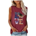 thumbnail image 1 of OAVQHLG3B Summer Tops for Women 4th of July Outfits for Women Patriotic ShirtsWomen's Fashion Round Neck Independence Day Printing Sleeveless Tops, 1 of 4