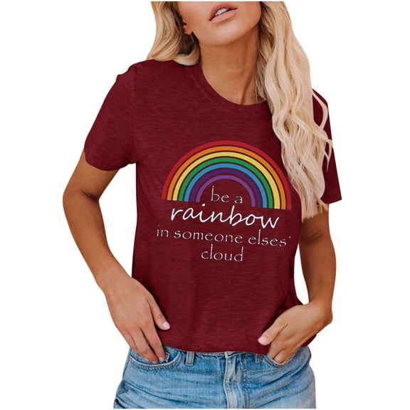 OAVQHLG3B Summer Tops for Women Casual Casual Colourful Print Pullover Short Sleeve T-Shirt Tops Shirt