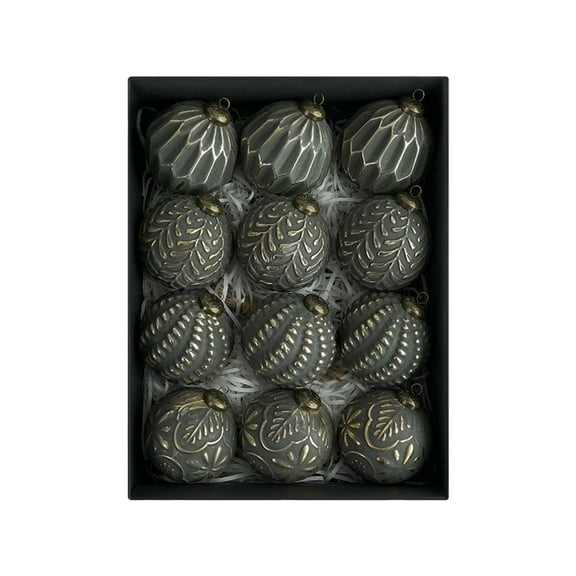 OAVQHLG3B 12Pcs Vintage Christmas Ornaments for Tree Decorations, Rustic Christmas Ball Ornaments Gold White for Indoor Holiday Xmas Decor 3.14inch