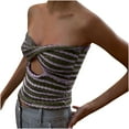thumbnail image 1 of OAVQHLG3B Tank Top for Women Womens Summer Tops Casual Stripe Breast Wrap Sexy Sleeveless V-Neck Beautiful Back Knitting Vest Hollow Out Tube Tops, 1 of 9