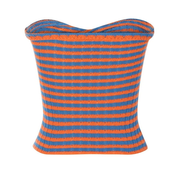 OAVQHLG3B Tank Top for Women Womens Summer Tops Casual Stripe Breast Wrap Sleeveless V-Neck Beautiful Back Knitting Vest Hollow Out Tube Tops