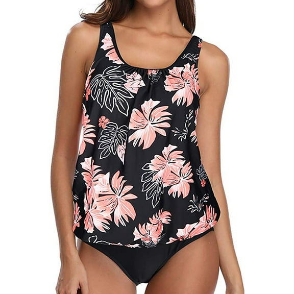 OAVQHLG3B Tankini Bathing Suit for Womens Swimsuits Women's Push-Up Padded Overlay Print Two Piece Swimsuit