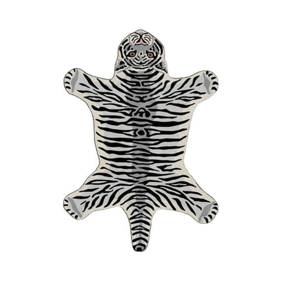 OAVQHLG3B Tiger Print Rug Cartoon Cute Faux Area Rugs Fluffy Animal Print Mat Carpet Small Rugs for Playroom Room Home Decor 16" x24"