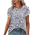 thumbnail image 1 of OAVQHLG3B Tops for Women Casual Summer Short Sleeve Print Round Neck T-Shirt Loose Casual Summer Tee Tops, 1 of 8